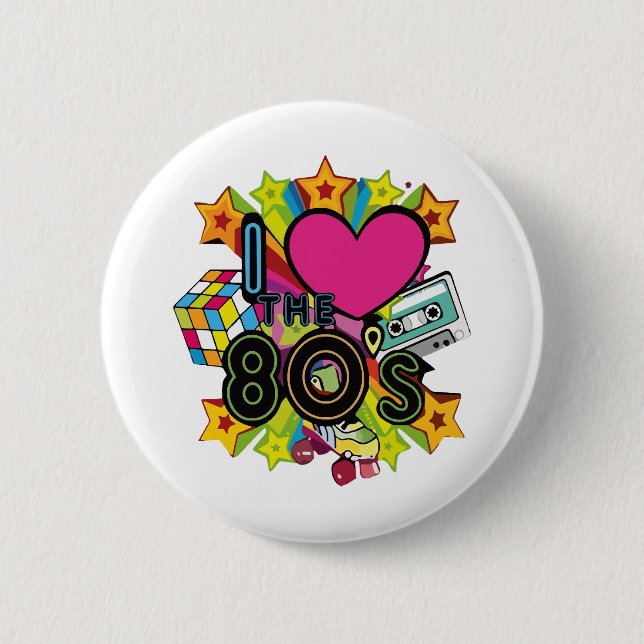 Badge Rond 5 Cm j'aime les années 80 (Devant)