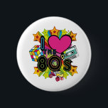 Badge Rond 5 Cm j'aime les années 80<br><div class="desc">j'aime les années 80</div>