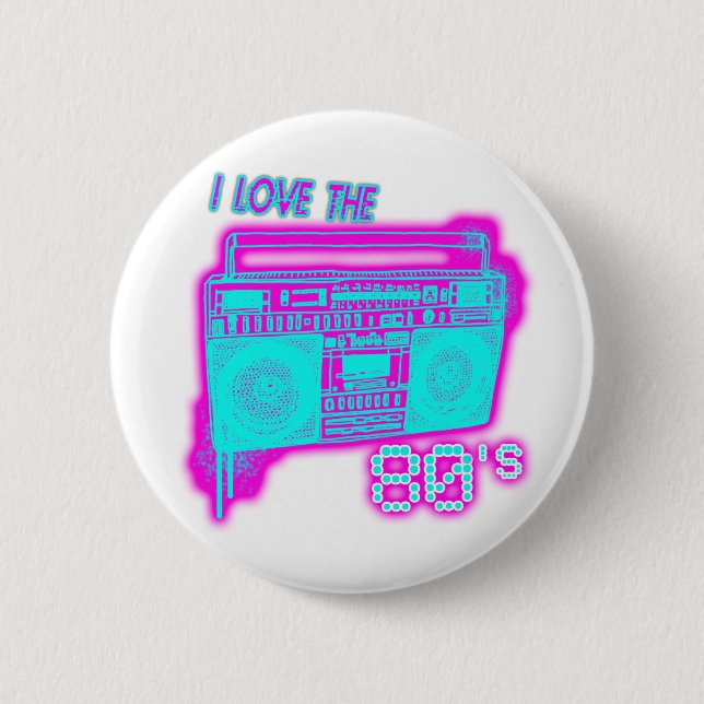 Badge Rond 5 Cm J'AIME les années 80 (Devant)