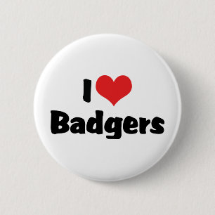 Badge Rond 5 Cm J'aime les blaireaux au cœur
