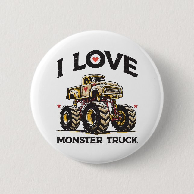 Badge Rond 5 Cm J'aime les camions monstres (Devant)