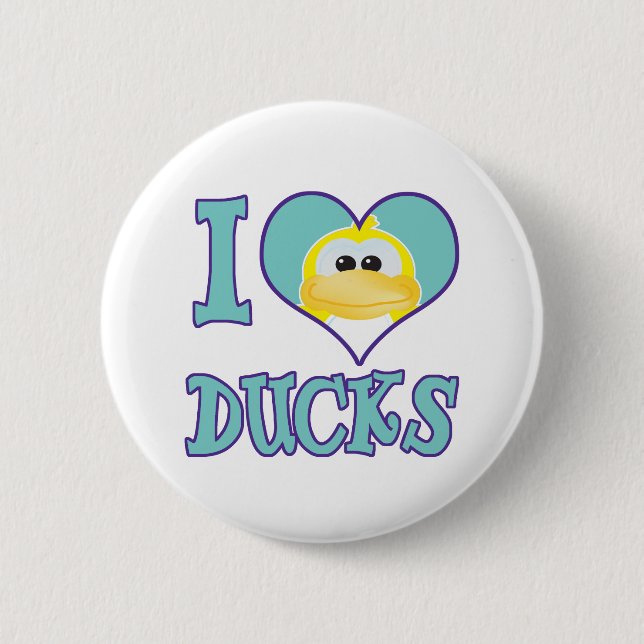 Badge Rond 5 Cm J'aime les canards (Devant)