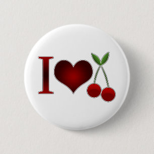 Badge Rond 5 Cm J'aime les cerises