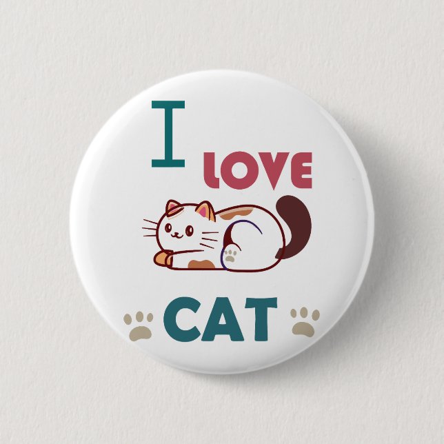 Badge Rond 5 Cm J'aime les chats (Devant)