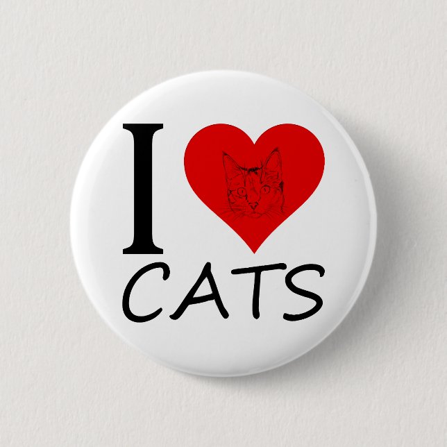 Badge Rond 5 Cm J'aime les chats (Devant)