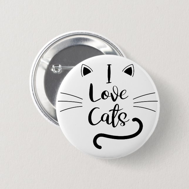 Badge Rond 5 Cm J'aime les chats (Devant & derrière)