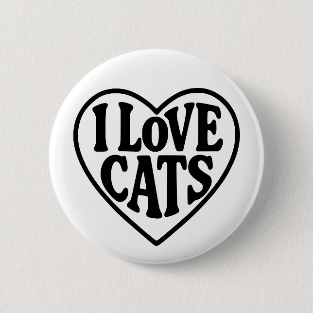 Badge Rond 5 Cm J'aime les chats (Devant)