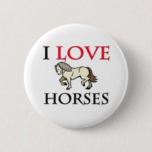 Badge Rond 5 Cm J'aime les chevaux