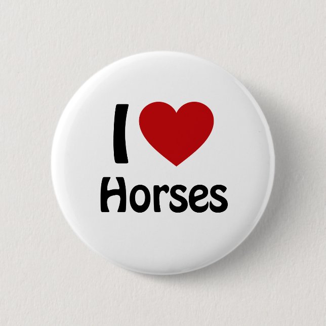 Badge Rond 5 Cm J'aime les chevaux (Devant)
