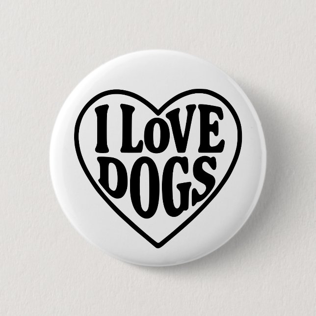 Badge Rond 5 Cm J'aime les chiens (Devant)