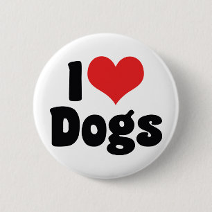Badge Rond 5 Cm J'aime les chiens à coeur - Amateur de chiens cani