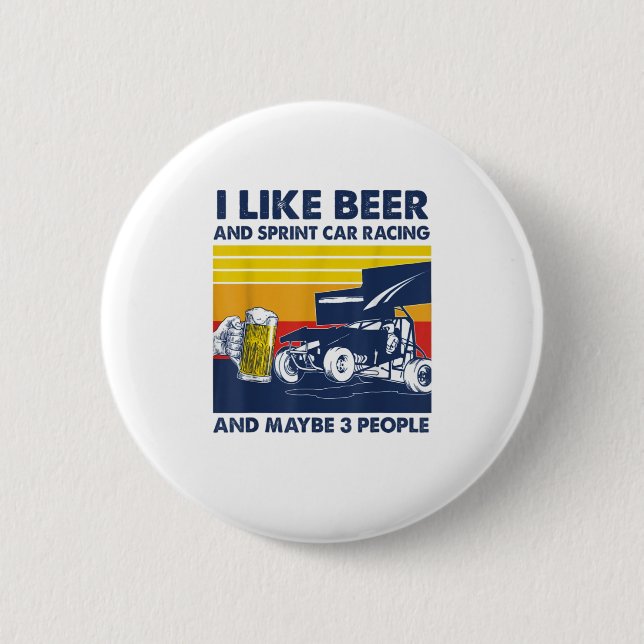 Badge Rond 5 Cm J'aime les courses de bière et de sprint et moi (Devant)