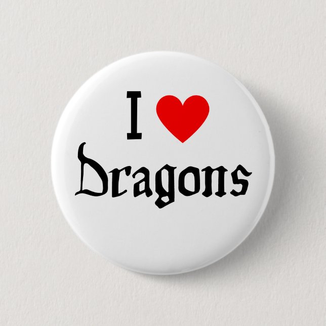 Badge Rond 5 Cm J'aime les dragons (Devant)