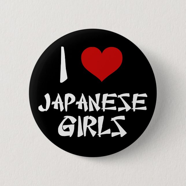 Badge Rond 5 Cm J'aime les filles japonaises (Devant)