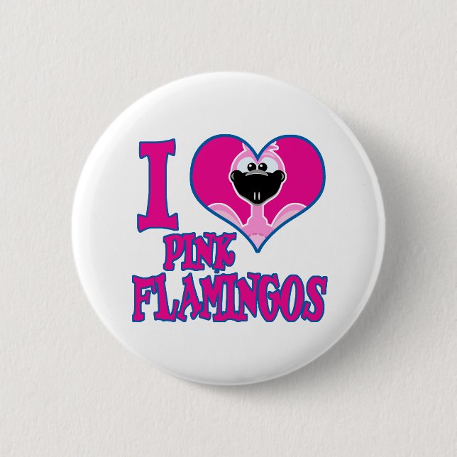 Badge Rond 5 Cm J'aime les flamants (Devant)