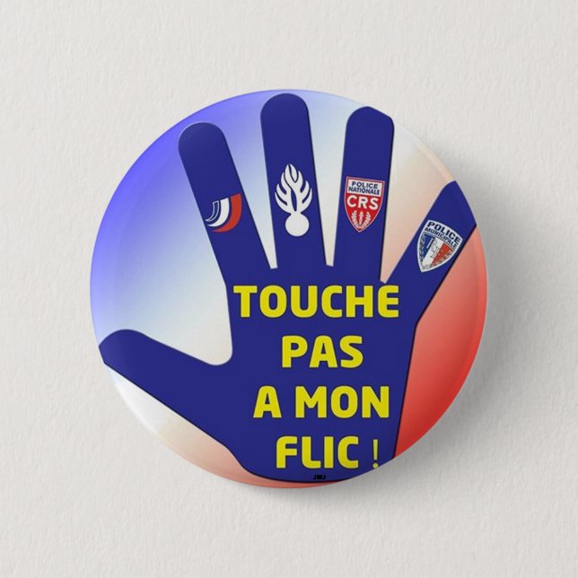 BADGE ROND 5 CM J'AIME LES FORCES DE L'ORDRE (Devant)