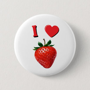 Badge Rond 5 Cm J'aime les fraises