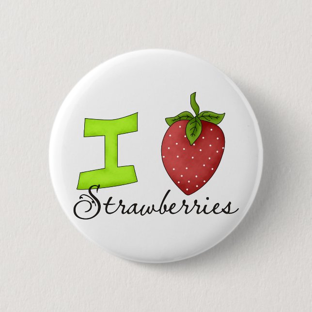 Badge Rond 5 Cm J'aime les fraises (Devant)
