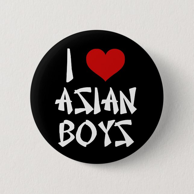 Badge Rond 5 Cm J'aime les garçons asiatiques (Devant)