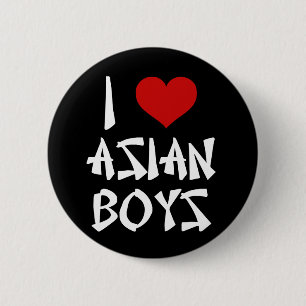 Badge Rond 5 Cm J'aime les garçons asiatiques