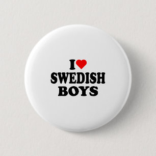Badge Rond 5 Cm J'aime les garçons suédois I Heart Suédois Garçons