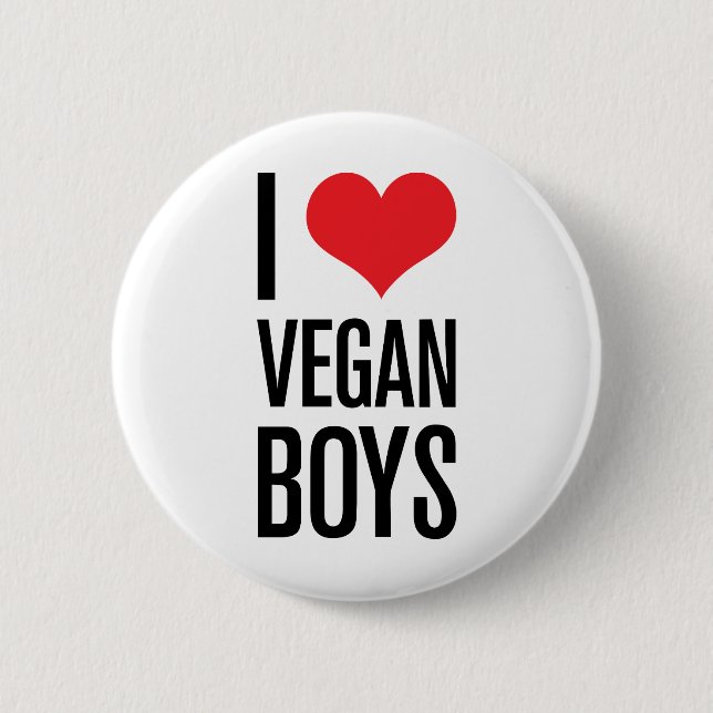 Badge Rond 5 Cm J'aime les garçons végétaliens (Devant)