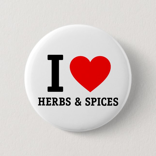 Badge Rond 5 Cm J'aime les herbes et les épices (Devant)