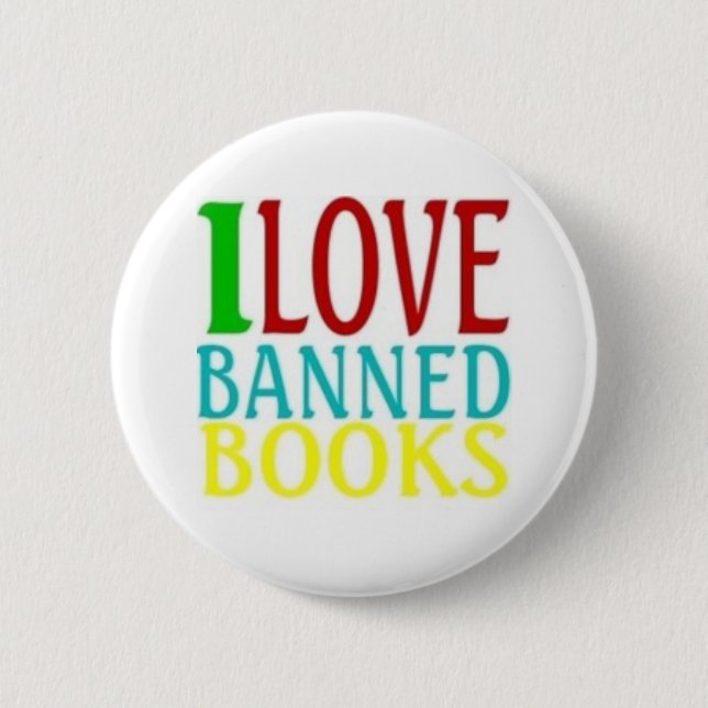 BADGE ROND 5 CM J'AIME LES LIVRES INTERDITS (Devant)