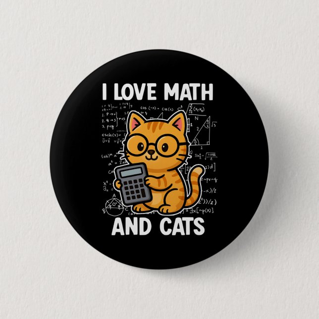 Badge Rond 5 Cm J'aime les maths et les chats (Devant)