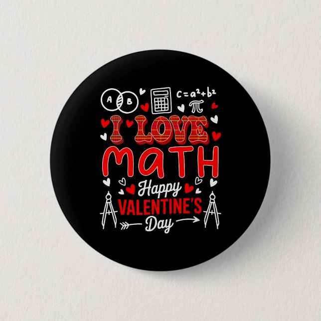 Badge Rond 5 Cm J'aime les maths Joyeuse Saint-Valentin Prof de ma (Devant)