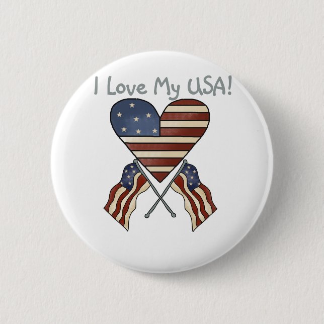 Badge Rond 5 Cm J'aime les mes Etats-Unis (Devant)