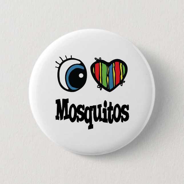 Badge Rond 5 Cm J'aime les moustiques (coeur) (Devant)