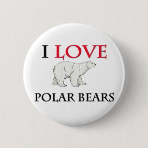 Badge Rond 5 Cm J'aime les ours blancs