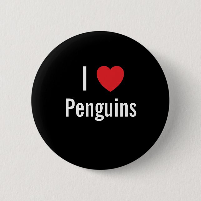 Badge Rond 5 Cm J'aime les pingouins (Devant)