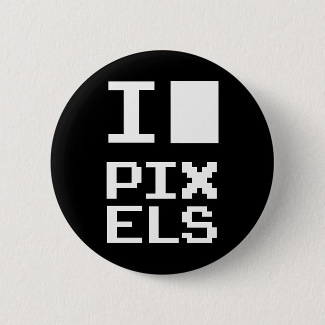 Badge Rond 5 Cm J'aime les pixels (Devant)