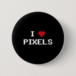 Badge Rond 5 Cm J'aime les pixels C64 Fans Coeur Gaming Shirt Drôl
