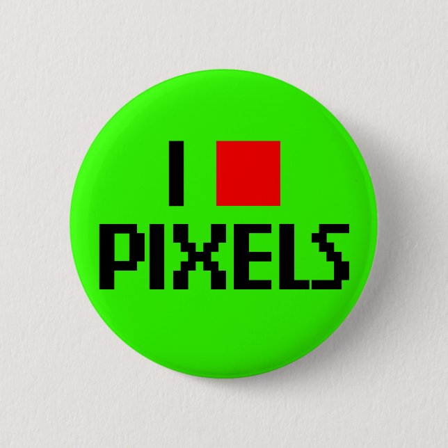 Badge Rond 5 Cm J'Aime Les Pixels Sombres (Devant)