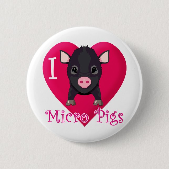 Badge Rond 5 Cm J'aime les porcs micro (Devant)