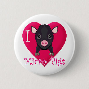 Badge Rond 5 Cm J'aime les porcs micro
