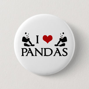 Badge Rond 5 Cm J'Aime Les Portes De Panda Mignonnes