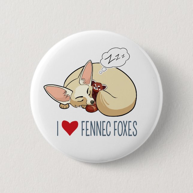 Badge Rond 5 Cm J'aime les renards de Fennec - Fox de Fennec de (Devant)