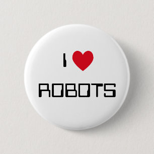 Badge Rond 5 Cm J'aime les robots