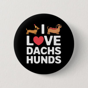 Badge Rond 5 Cm J'aime les teckel illustration amusante avec cool