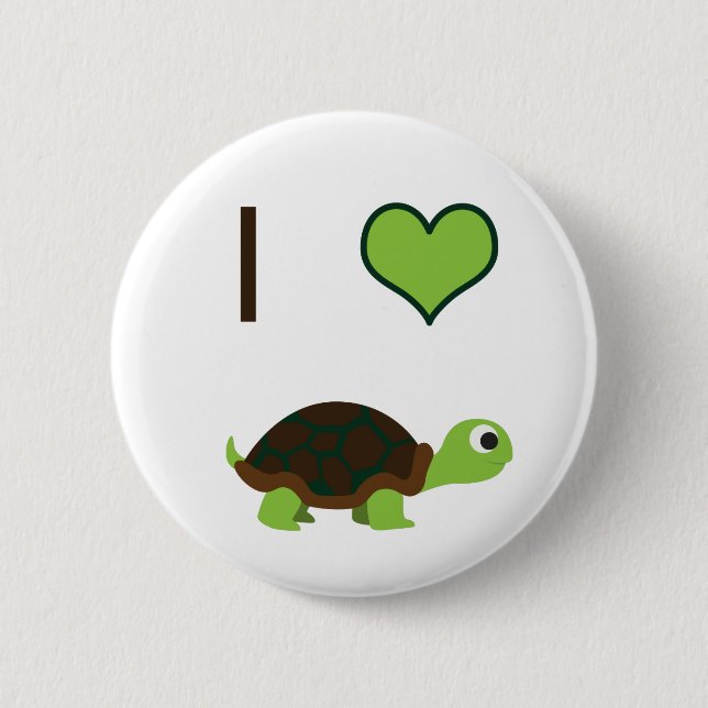 Badge Rond 5 Cm J'aime les tortues (Devant)