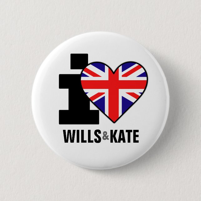 Badge Rond 5 Cm J'aime les volontés et le bouton de Kate (Devant)