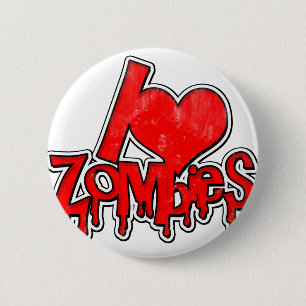 Badge Rond 5 Cm J'aime les zombies