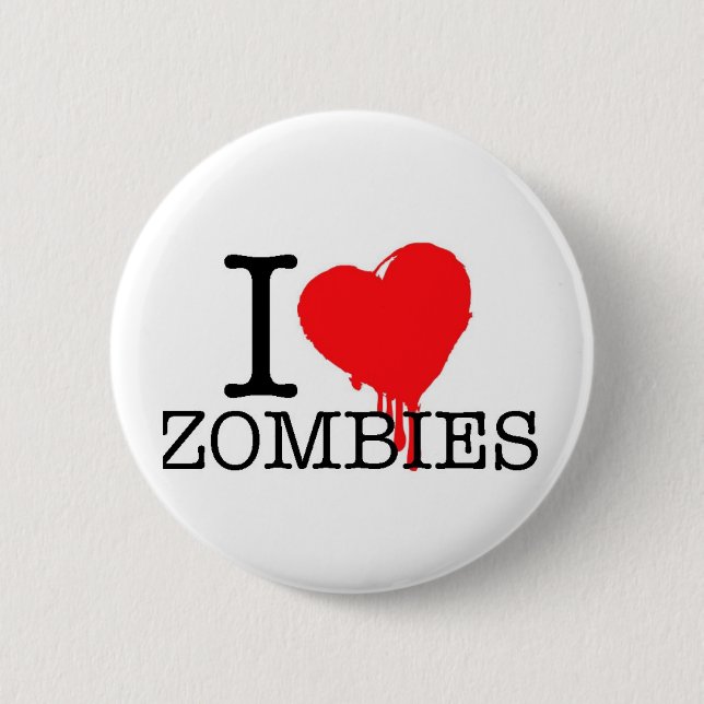 BADGE ROND 5 CM J'AIME LES ZOMBIES DU COEUR (Devant)