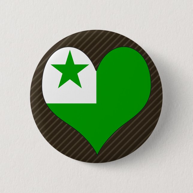 Badge Rond 5 Cm J'aime l'espéranto (Devant)
