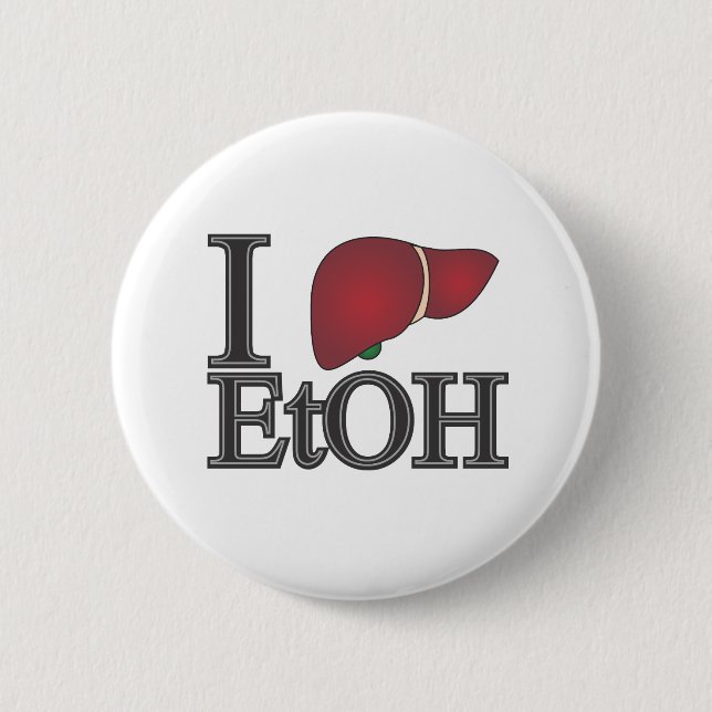 Badge Rond 5 Cm J'aime l'éthanol (Devant)