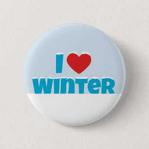 Badge Rond 5 Cm J'aime l'hiver